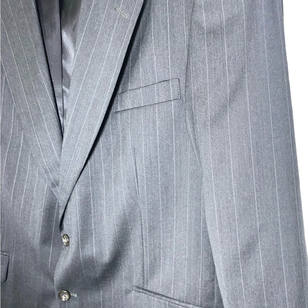 Oscar de la Renta Men’s Pinstripe Blazer 46R Wool Charcoal Gray 2-Button Vintage